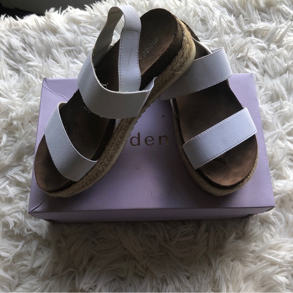 madden girl sandals womens Size 6 Cybell In White elastic straps - Picture 3 of 9
